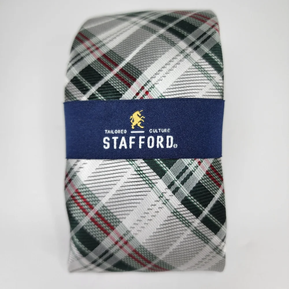 STAFFORD Multi Color Plaid Tie.